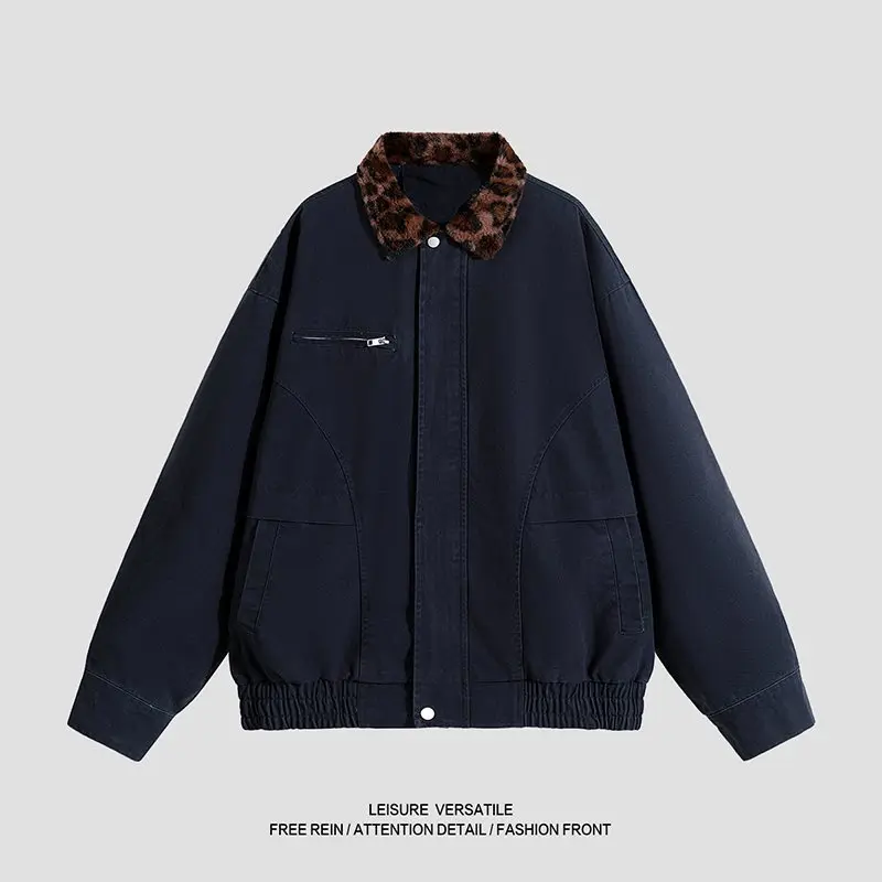 

New 2026 Men's Loose Casual Waed Retro Workwear Jaet Stand Collar Coat Spring Autumn Japanese Sle Versatile Outerwear