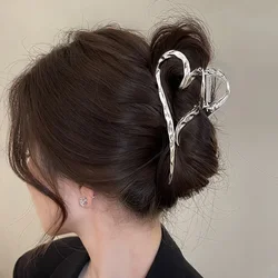 1Pcs Sliver Heart Hair Claw Clips,Elegant Love Design Barrettes Ornament Large Hair Catch Clips Hair Accessories for Women