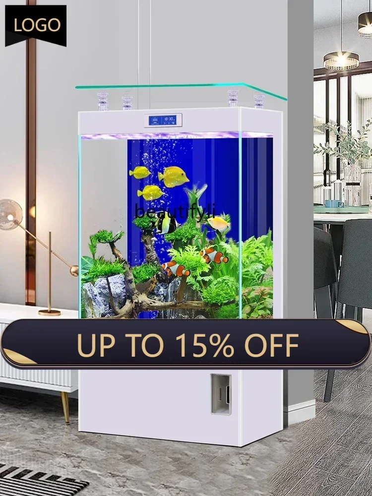 NV XS New Three-Dimensional Floor Super White Glass Fish Tank Living Room Home Partition Wall One-Click Drainage W
