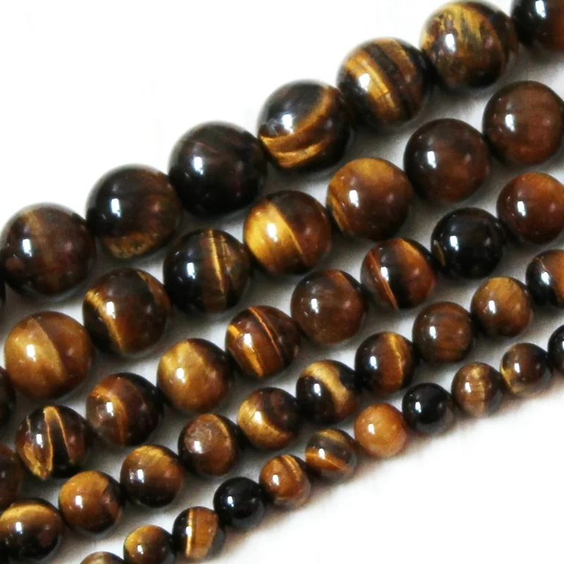 Naturstein Echte Gelbe Tigerauge Stein Perlen Runde Lose Spacer Perlen für Schmuck Machen DIY Armband Halskette Zubehör 15" – Detail 10