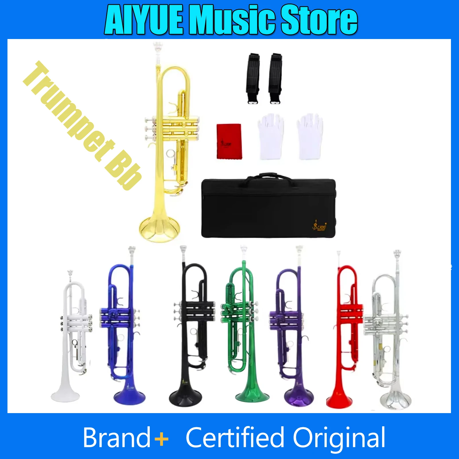 SLADE Trumpet Bb B Flat Trumpet Brass Multicolor Classic Material Monel Piston Professional Brass Instrument With Parts