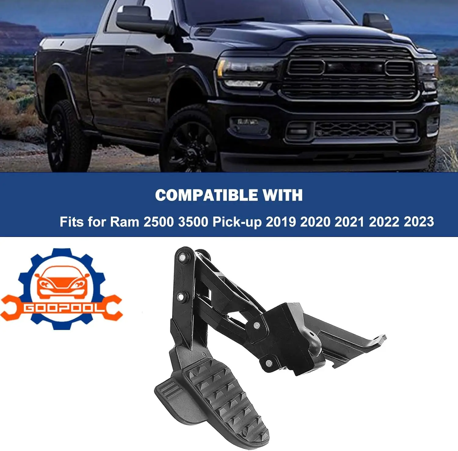 Rear Bed Step Compatible with Dodge Ram 2500 3500# 2019 2020 2021 2022 2023 2024 Retractable Bumper Tailgate Step