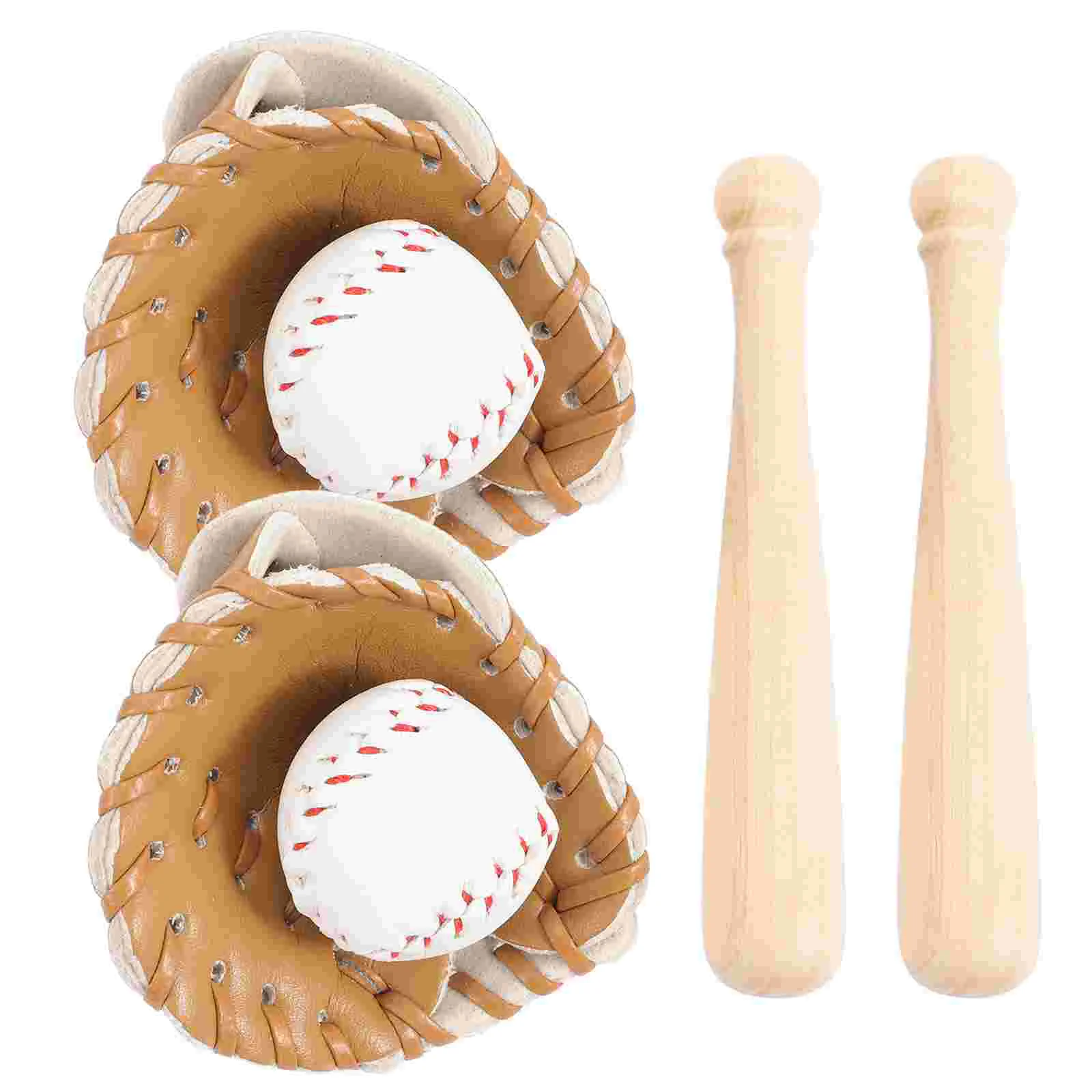 2 Sets Baseball Softball Miniature Sports Items Baby Toys Ornaments Kid Bag Decoration Balls Child