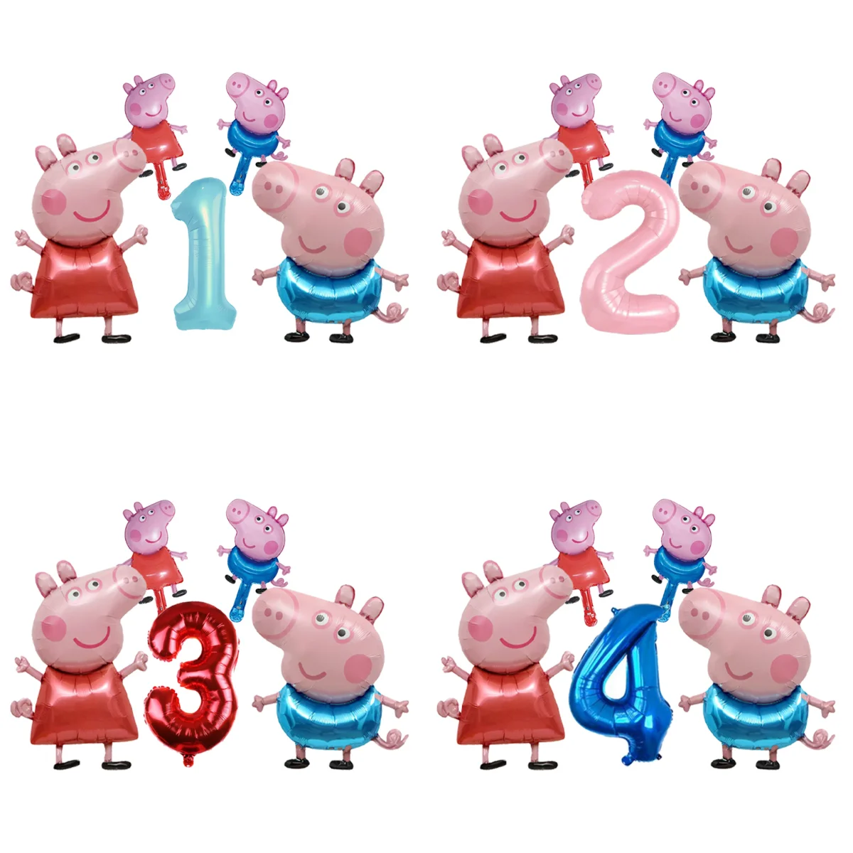 1 Juego de Globos de Látex con Temática de Peppa Pig, Números del 0 al 9, Decoración para Fiestas de Cumpleaños Infantiles, Suministros para Fiestas, Regalos