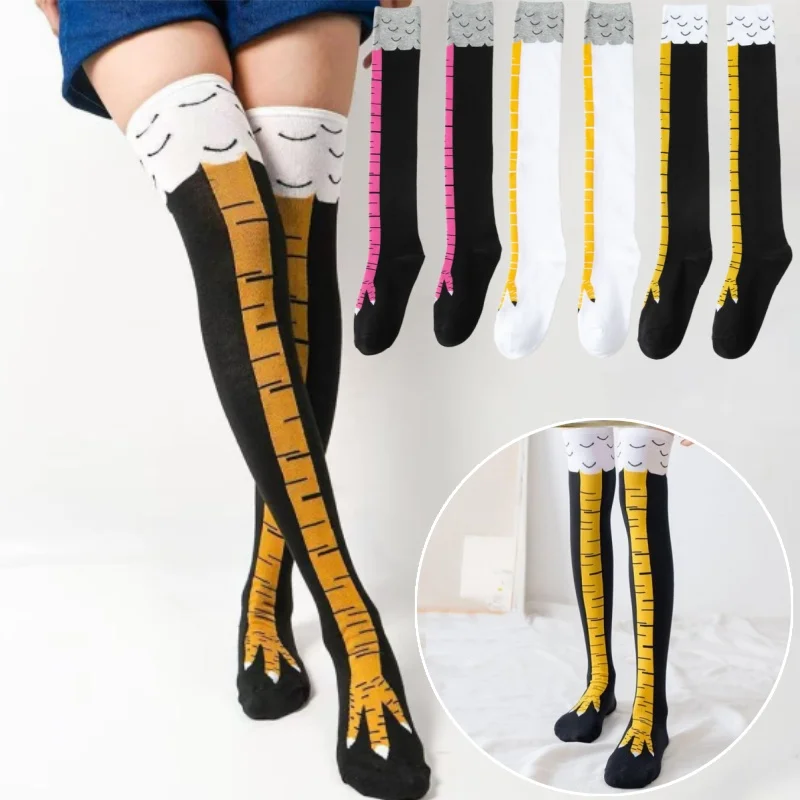 

Halloween Chicken Feet Pattern Funny Socks Over The Knee Socks For Women Black Stretchy Cozy Fall Winter Long Socks For Party