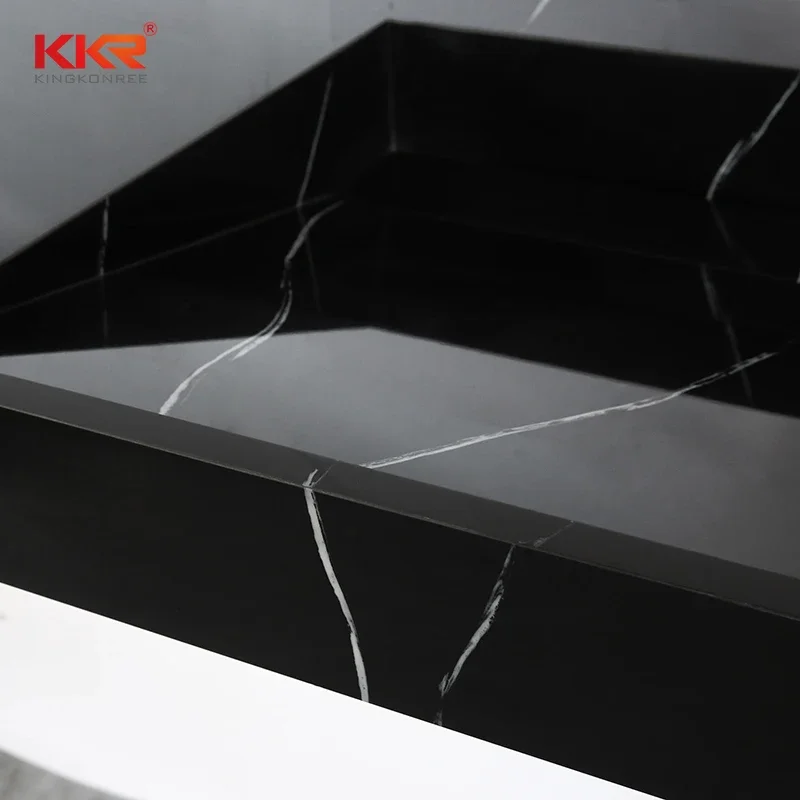 Wholesale Modern Sanitary Wares Washroom Vessel Sink Black Marble Wash Basin Maeble Texture Stone Sink Vanity