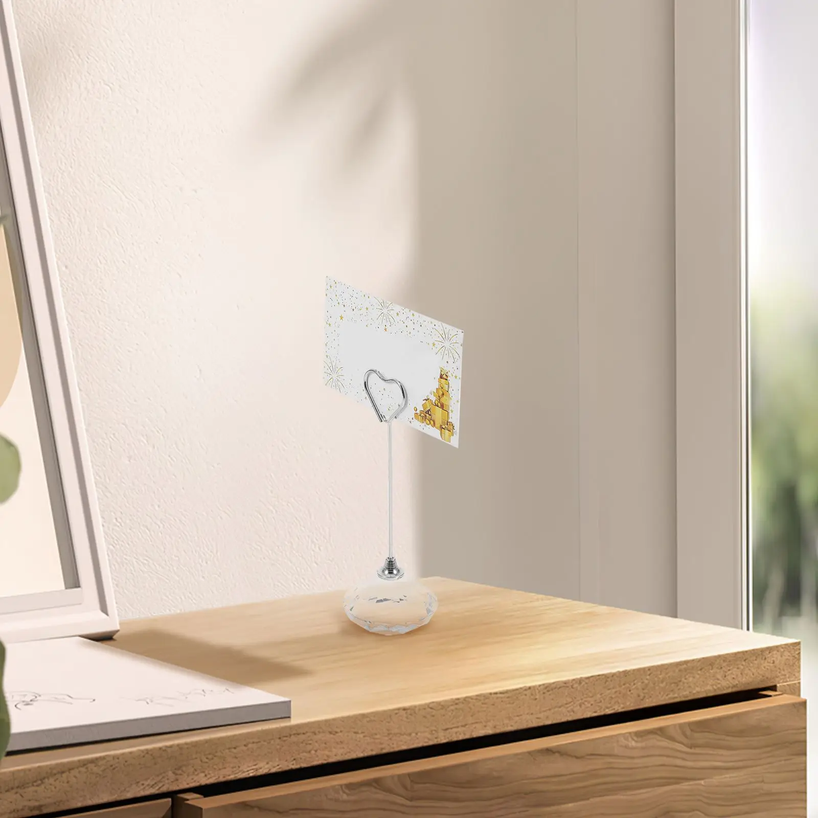 Bonito organizador de escritorio, carpeta de fotos, tarjetero de piedra Natural, Clip, soporte para notas de mesa, portadores de lugar de San Valentín, papel de boda