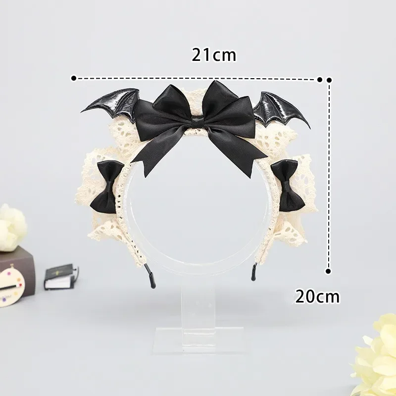 Gótico lolita cosplay diabo orelhas bandana anime dança festa traje asas bat arco cocar kawaii acessórios adereços para meninas