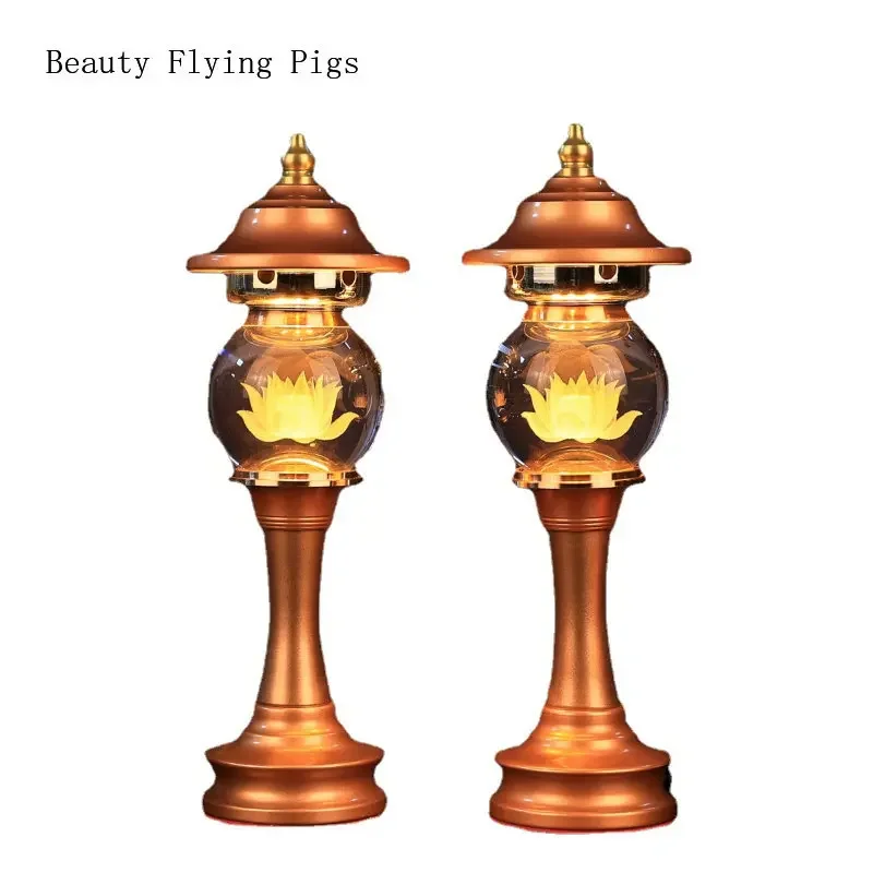 2pcs crystal 7color variable lotus candlestick household supply Buddha feng shui