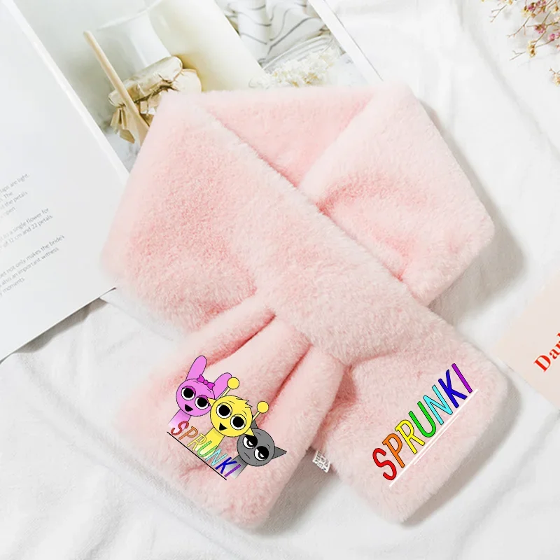 스프룽키 플러시 스카프 귀여운 게임 겨울 따뜻한 소녀 소년 목도리 두꺼운 패션 어린이 목도리 부드러운 아기 생일 선물