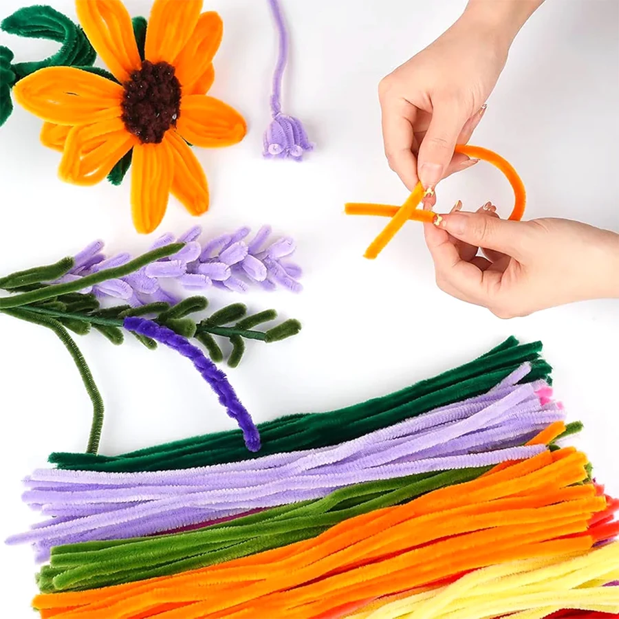 150/350/500pcs Flexible Pipe Cleaners Chenille Stems, Soft Twist‑able Handicraft Material, DIY Supply for Flower Crafting,XJM view 4