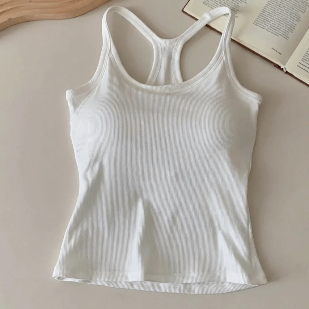 Wide Shoulder Straps Hollow Vest Comfortable H-Shaped Back Breast Small Camisole Slim Design Elastic Thin Tank Tops