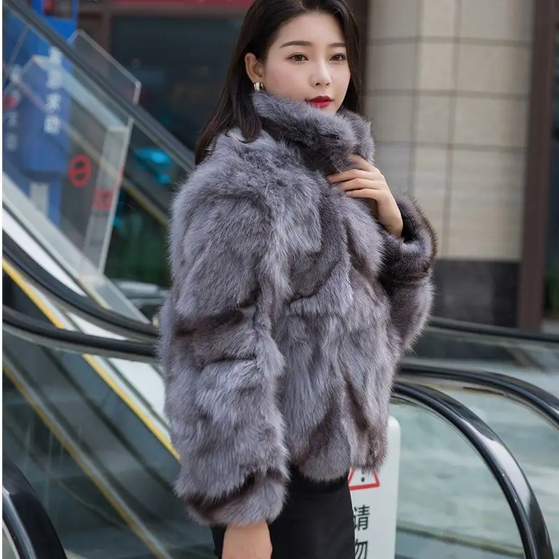 2023 new style real fur coat 100% natural fur jacket female winter warm leather fox fur coat high quality fur vest Free shipping