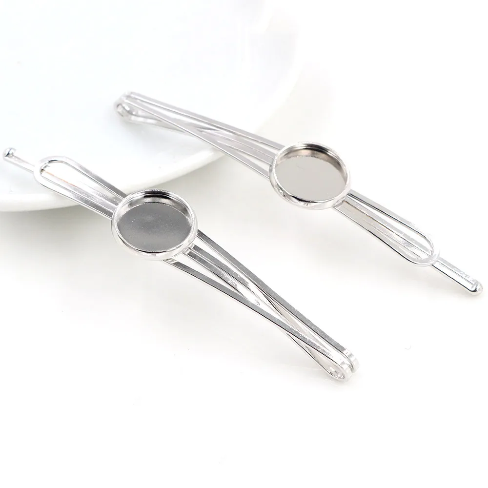 Nowy styl 12mm 10 sztuk wysokiej jakości 5 kolory pozłacane materiał miedziany klasyczny styl spinka do włosów spinki do włosów spinka do włosów baza ustawienie Cameo — zdjęcie 4