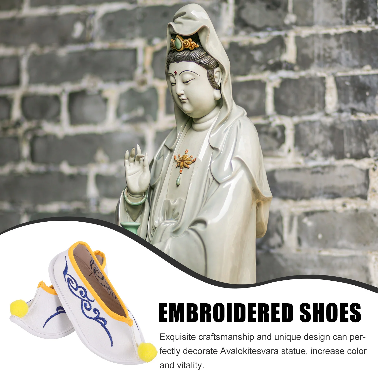 1Pair Buddhist Fabric Shoes Women Embroidered Ethnic Shoes Auspicious Cloud Footwear Buddhist Costume