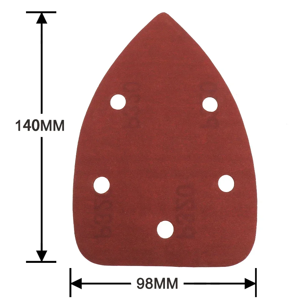 140*98*mm 5Hole Sanding Sheets Triangle Red Sandpaper Hook  Loop 40 -1000 Grits Abrasive Sanding Disc For Wood Sanding(20 Pcs)