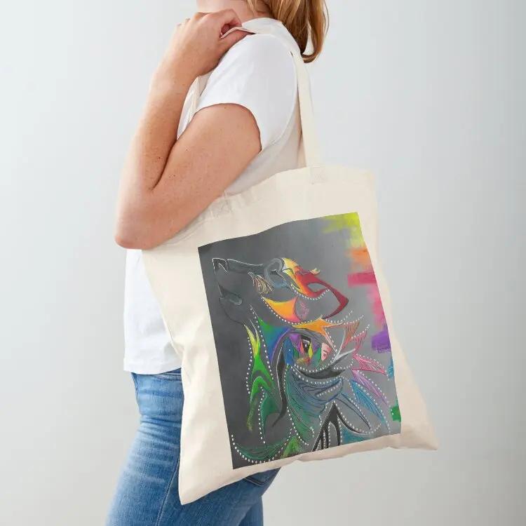 

    mahihkan- Wolf Tote Bag sacs de shopping bags for women shopper bags Canvas shoulder bag