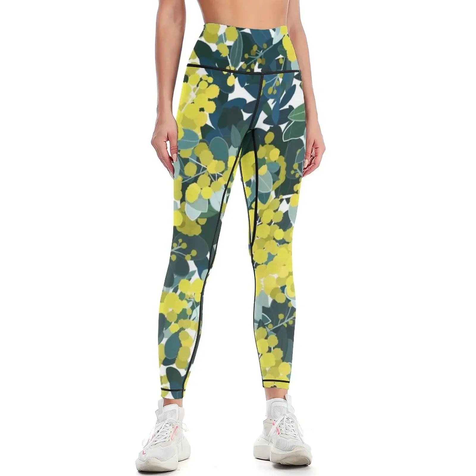 

Australian yellow wattle Leggings legings for fitness Women's fitness sport legging Women's high waist Womens Leggings
