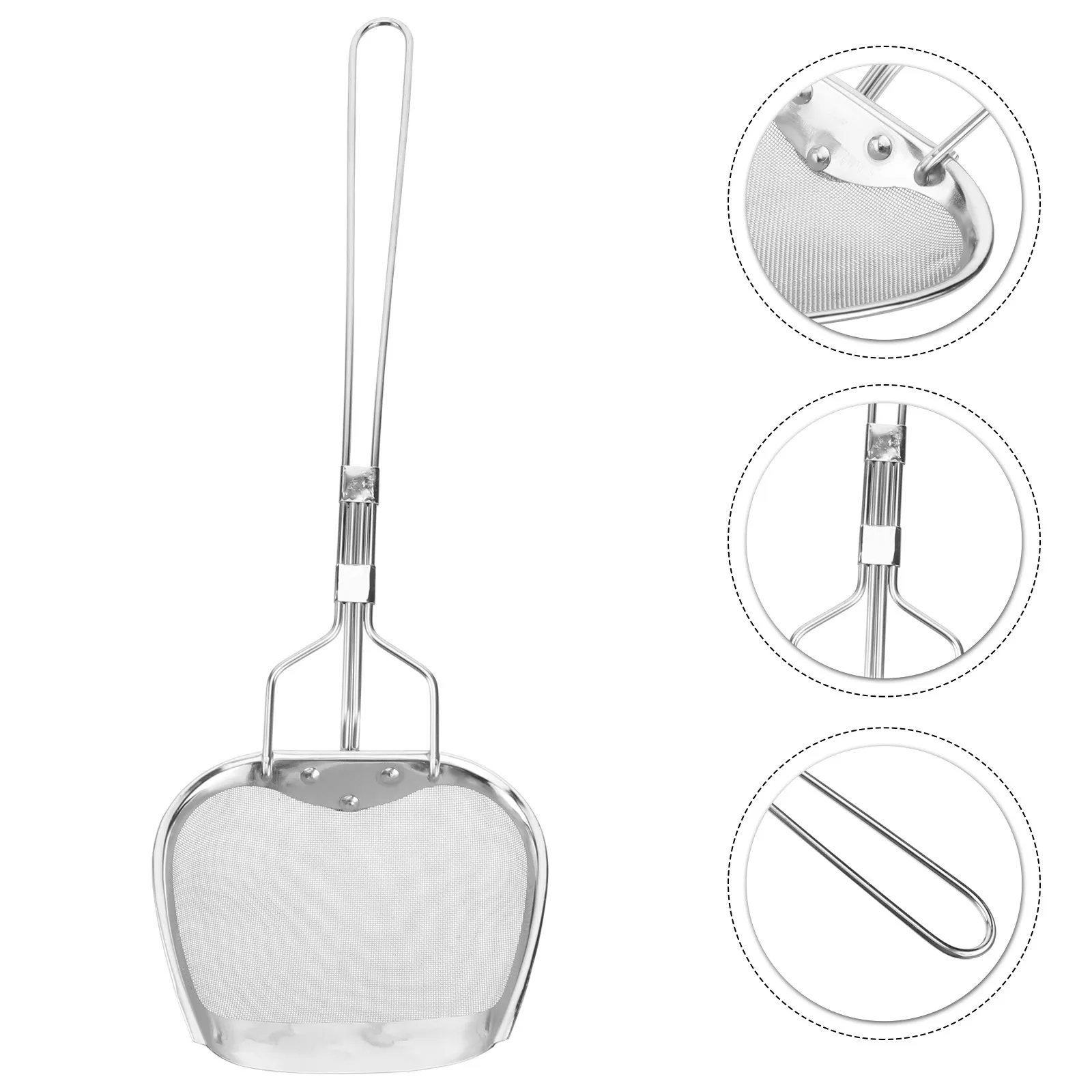 

Stainless Steel Oil Strainer Heavy Duty Long Handle Mesh Colander for Deep Frying Noodles Vegetables Meats French Fries Kitchen