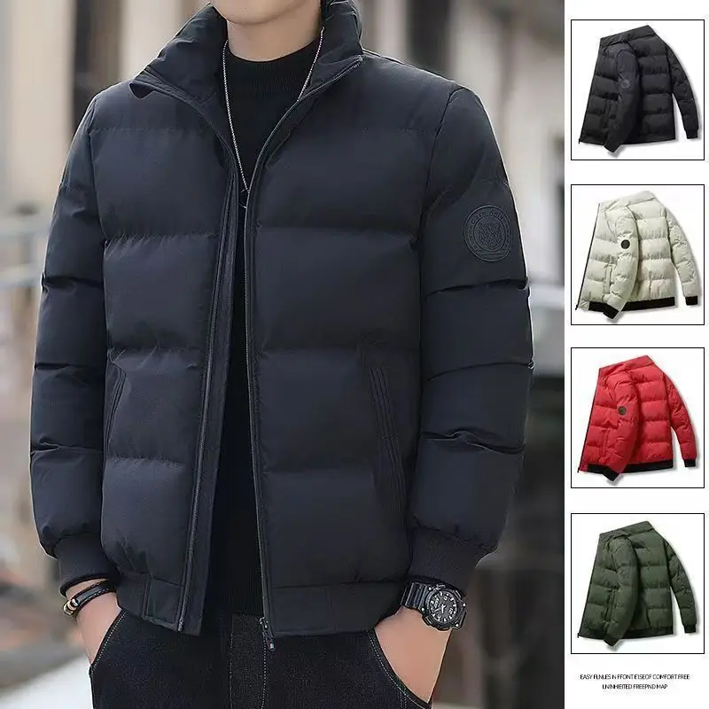2026 Winter New Men's Solid Color Leisure Windproof Warm Down Jacket Outdoor Sports Slow Running Comfortable Breathable Coat