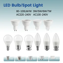 Led Bulb Lamps E27 B22 E14 GU10 GU5.3 Spot 220V 110V Light Bulb 3W 5W 6W 7W Warm White Cold White Lampada for Home Leds Lamp