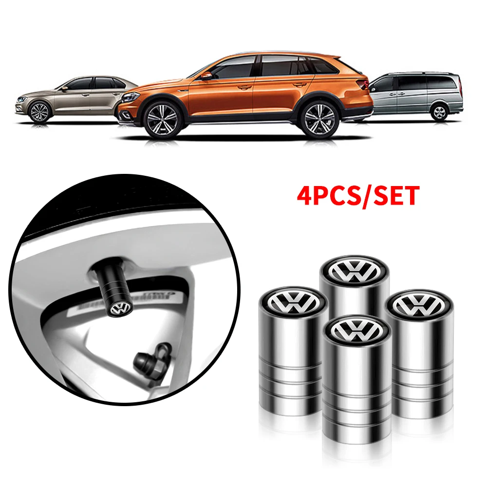 4Pcs Anti-theft Car Metal Tire Valve Air Caps Auto Accessories For Volkswagen Caddy Scirocco CC Golf VI 4 MK7 Beetle GTI R Line