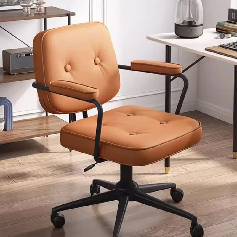 Chaise de bureau à roulettes avec coussin dorsal, chaise de jeu pour ordinateur à domicile