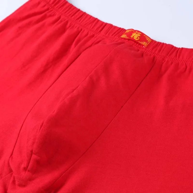 4pcs Chinese men's red underwear cotton red boxer shorts loose large size 6xl 7xl 8xl  light breathable waist cotton red pants