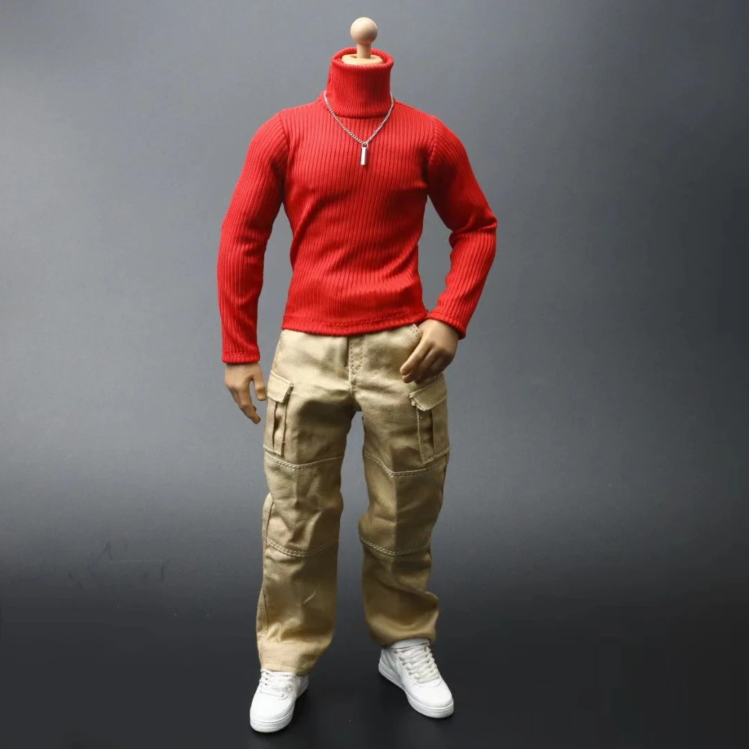 1/6 Scale male dolls clothes black white red sweater fit 12'' action figure body model