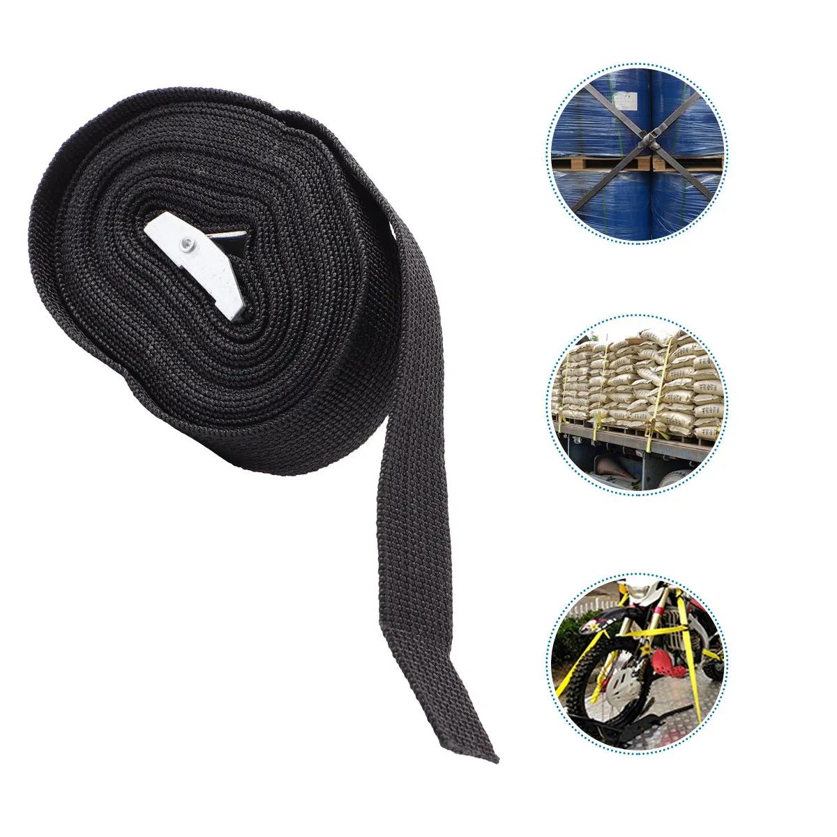 2Pcs Reliable Cargo Fixing Band High Strength Polyester Fiber Straps with Zinc Alloy Fastening Buckle for DIY Home Garage Car