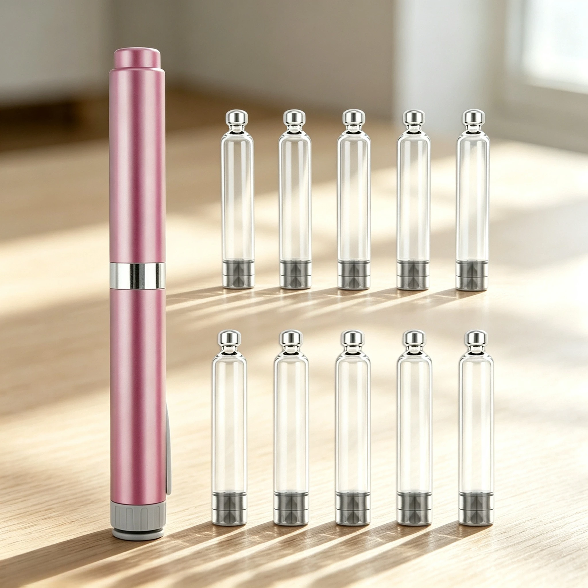 Reusable Insulin Injection Pen Dose Control for V2 Peptide Pen Injector Cartridges & 10pcs Disposable 3ml Empty Cassette Bottles