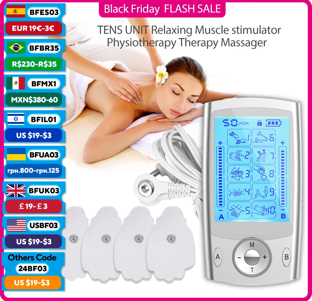 10-Modus Elektrische EMS Fysiotherapie apparaat Tientallen Spierstimulator Acupunctuur Body Massage Digitale Therapie Snelle Dropship