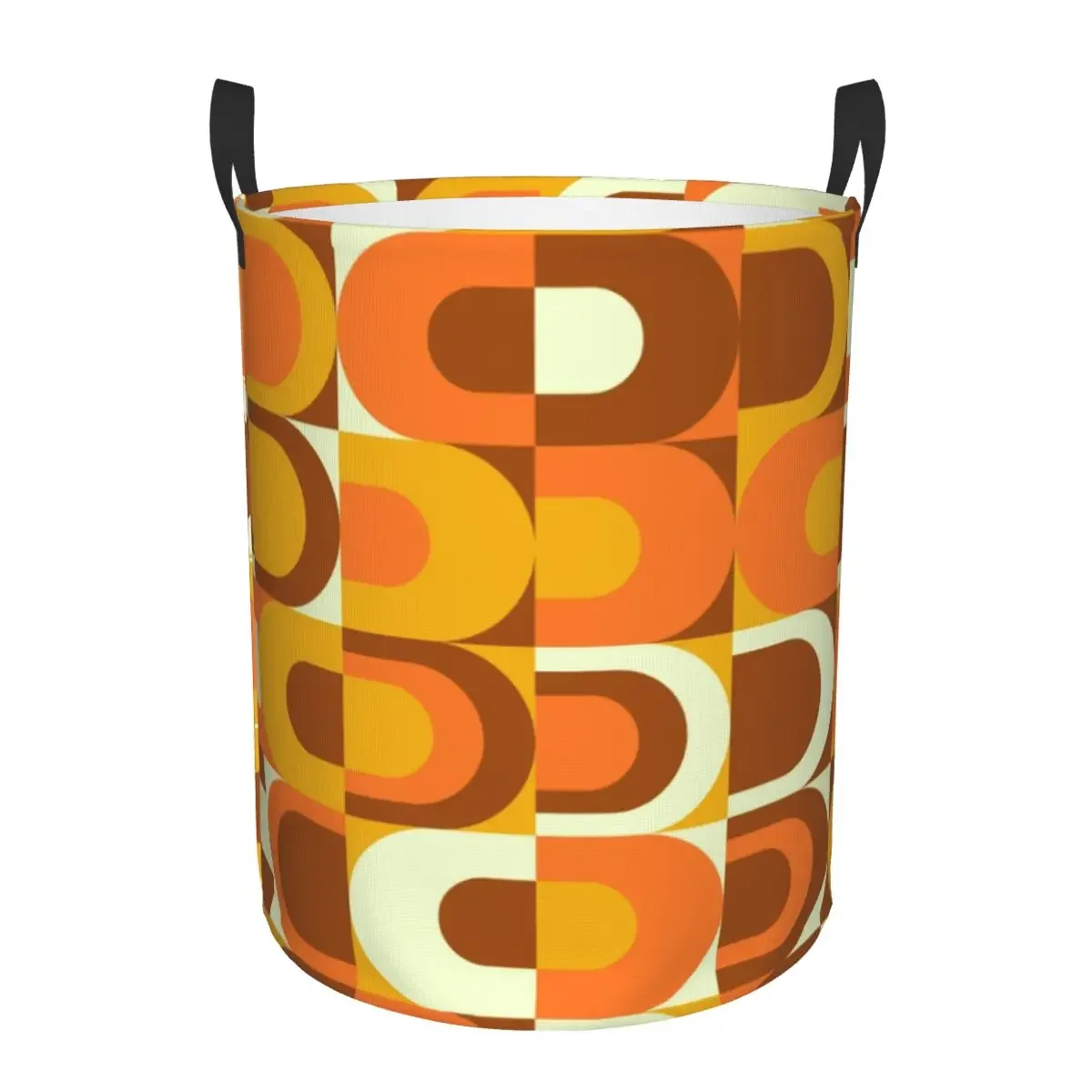 

Custom Inustrial In Orange And Brown Tones Laundry Basket Geometric Colorful Clothes Toy Hamper Storage Bin for Kids Nursery