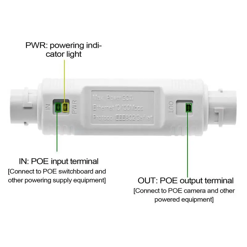 PoE Extender Waterproof Outdoor Ethernet Signal Repeater 48V 10/100Mbps Network Accessories PoE Booster Plug and Play for IP