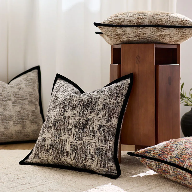 Simple Geometric Check Pillows Luxury Jacquard Cushion Case Modern Room Decorative Pillow Cover For Sofa Chair Home Decorations