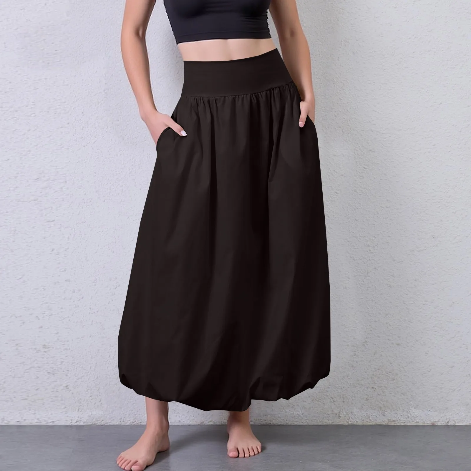 

Summer Skirt New Women'S Skirt Pocket Gathered Elastic Waist Women'S Skirt Skirt 2025 Trend Women'S Long Skirt Saias Femininas