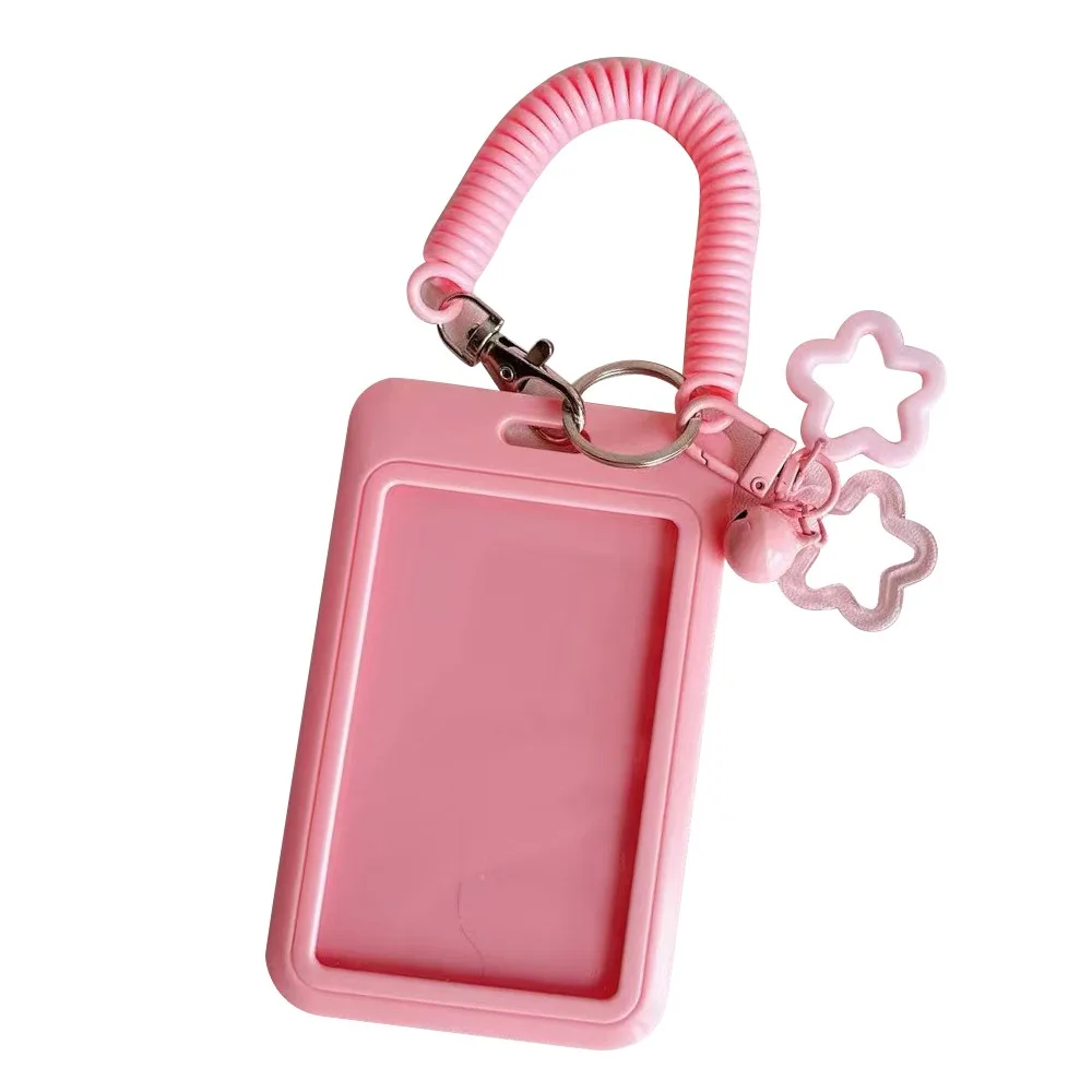 حامل بطاقات الهوية الملون اللطيف، حامل قابل للسحب على شكل نجمة من الأكريليك الشفاف، تصميم سلسلة المفاتيح على شكل نجمة، معرف الحرم الجامعي