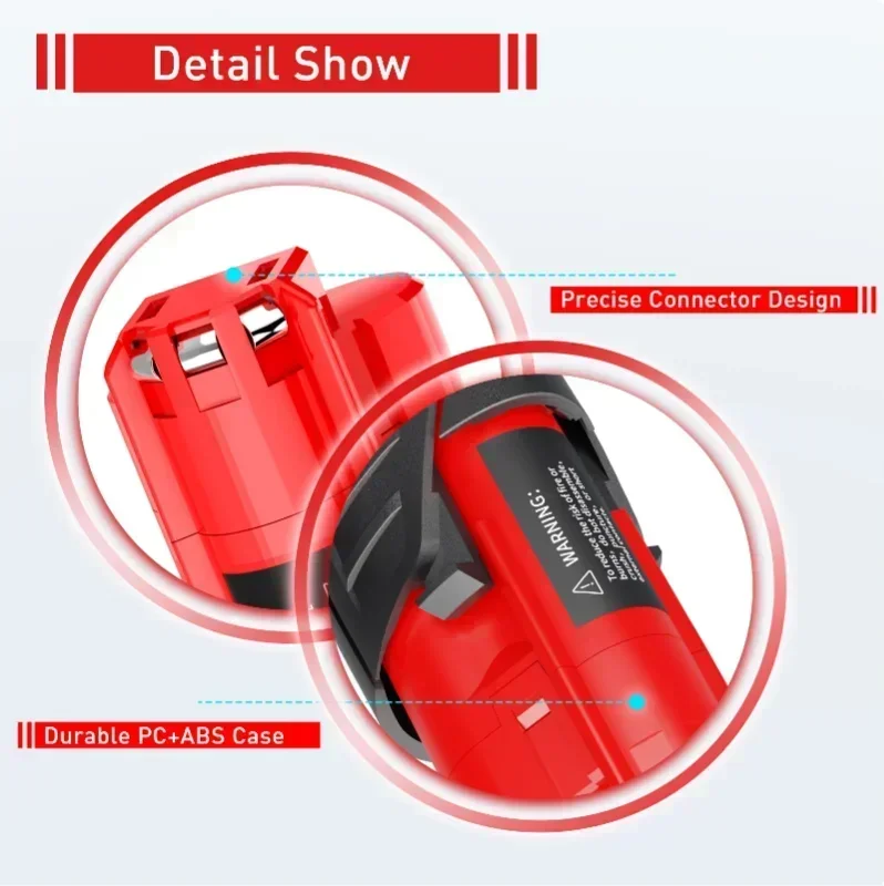 12V 3.0/6.0/9.0Ah Replacement Battery For Milwaukee M12 XC 48-11-2401, 48-11-2402, 48-11-2420, 48-11-2411,48-11-2412,M12B2,M12B4