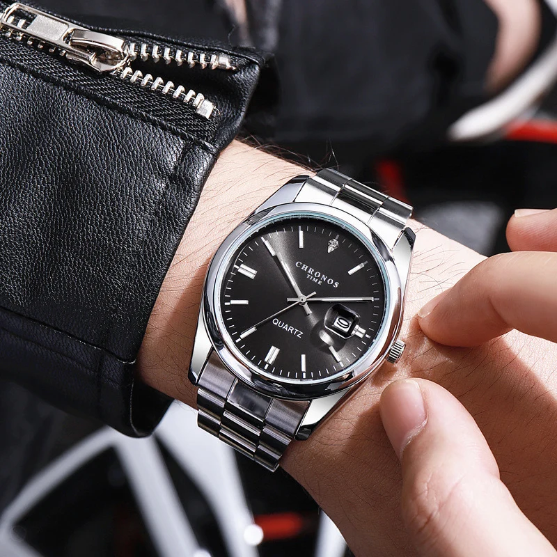 CHRONOS Topmerk Luxe Man Horloge Waterdicht Lichtgevende Datum Mannen Horloges Rvs Quartz heren Horloge Mannelijke reloj - afbeelding 1