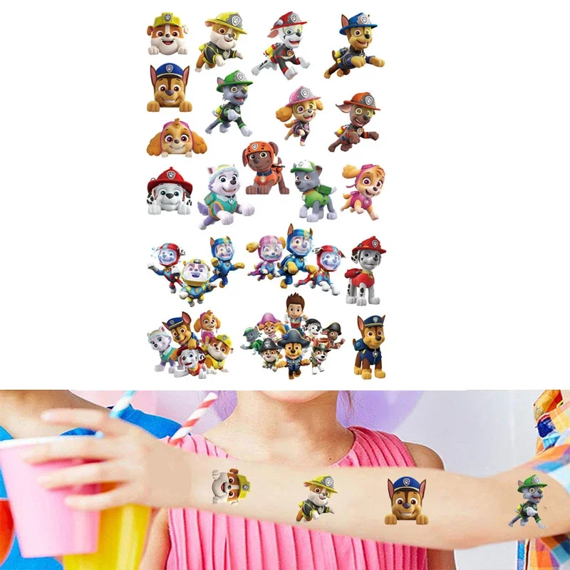 Original Paw Patrol Tattoo Sticker Puppy Toys Pat Patrouille Chase Anime Stickers Toy for Children Boys Girls Birthday Kids Gift