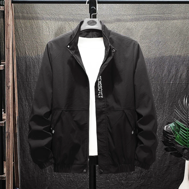 Lightweight Men's Jacket Outdoor Hiking Climbing Fishing Hunting Windproof Waterproof Coat Black Simple Printed Windbreaker