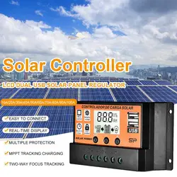 10~100A Dual USB Solar Controller LCD Display Solar Battery Regulator Real Time Display Temperature/Charge/Discharge Current