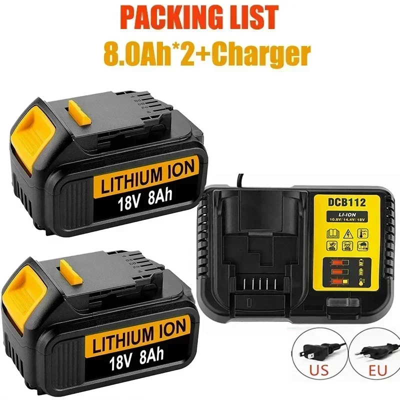 2024 New 100% Original 8000mAh 20V for Dewalt Power Tool Battery DCB206 20V 10.0Ah Battery DCB206 20V Battery DCB205 DCB204-2