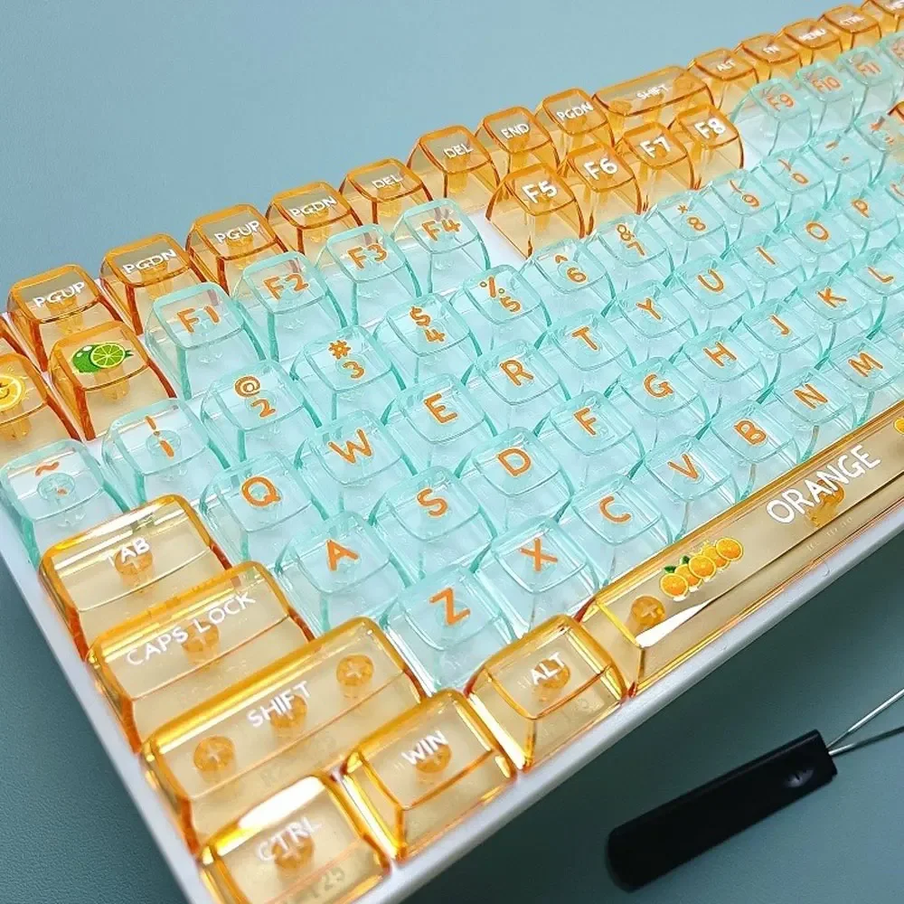 132 Keys Vitality Orange Theme Keycaps Full Set MDA Height PBT Thermal Sublimation For 61 68 87 98 104 108 Mechanical Keyboard