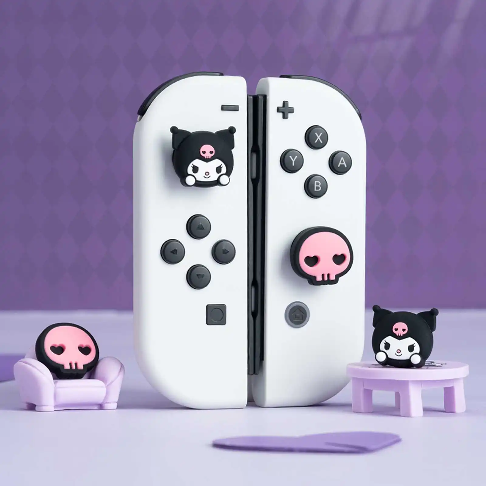 4 tapas de agarre de pulgar de silicona lindas compatibles con Nintendo Switch/OLED/Lite Joy Con