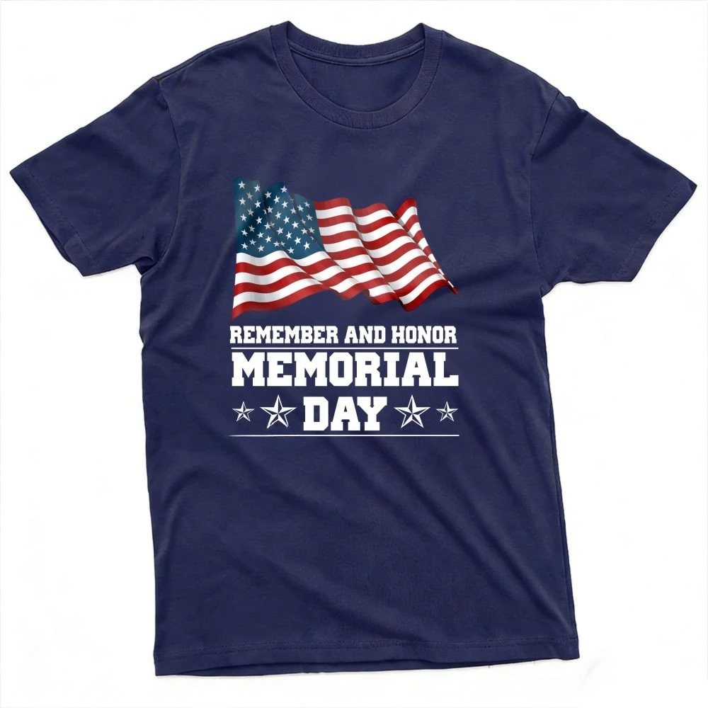 Remember and Honor Memorial Day Patriot T-Shirt Loose Summer Tops Short Sleeved Men Unisex Streetwear Graphic T Shirt