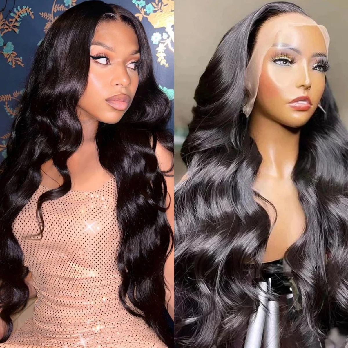 

300% Плотность 13x6 HD Парики из натуральных волос на кружеве спереди Объемная волна Предварительно выщипанный Прозрачный парик Remy на фронтальной части шнурка Бразильский для женщин