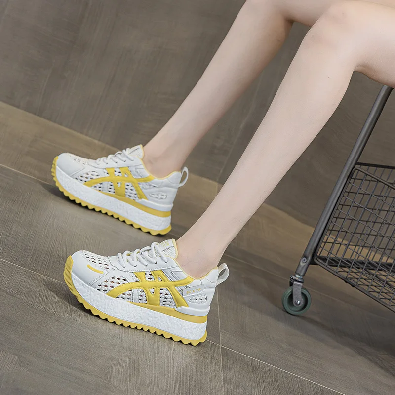 

2025 Summer New Thick Soled Inner Height Increasing Shoes, Women's Versatile Casual Running Shoe Breathable Mesh Shoes Sneakers