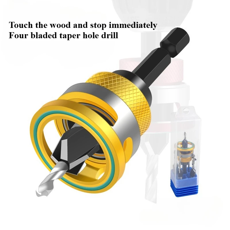 

Touch Wood To Stop Limit Position Four Blade Countersunk Drill Bit Alloy Taper Hole Adjustable Depth Screw Countersunk Head