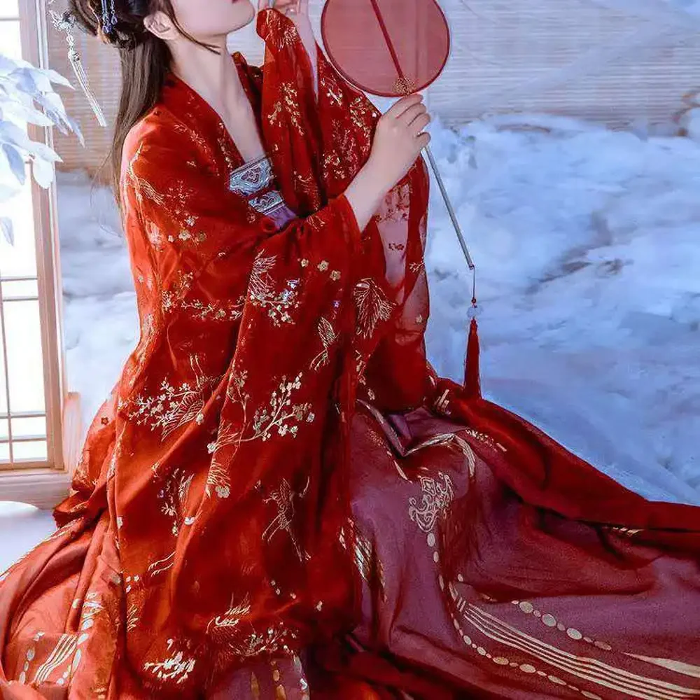 Oude Chinese Kostuum Vrouwen Kleding Traditionele Hanfu Vrouwen Plus Size Tang Dynastie Danskostuums Folk Fee Jurk Rode Outfits